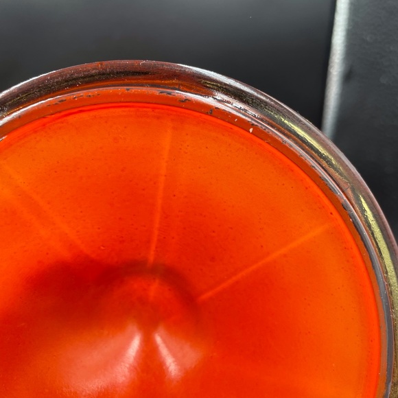 Mid Century Clear Glass Candy Dish w/Orange glass lid - Picture 10 of 11
